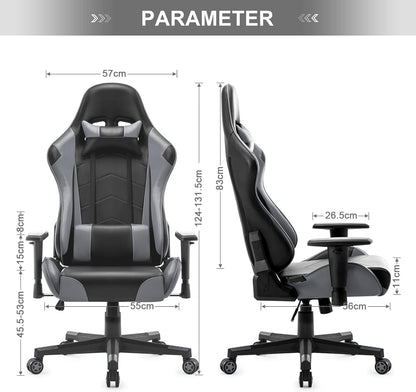 IntimaTe WM Heart Gaming stoel, ergonomische bureaustoel, verstelbare bureaustoelen, verstelbare racestoelen, pc-gamingstoel met hoge rugleuning met armen en rugsteun,52 * 54 * 14,Grijs