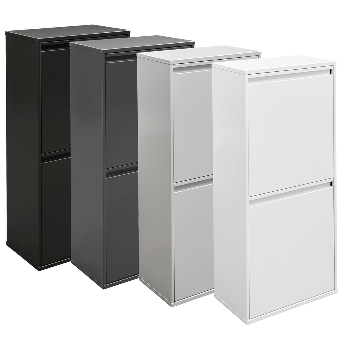 ARREGUI Basic CR401-B2 Recyclingcontainer | Afvalcontainer in Staal | 2 Compartimenten 2x23L (46 L) | Binnenemmers met Hoge Capaciteit | Multifunctionele Recyclebak | Afvalbak voor Keuken of Huis| Wit
