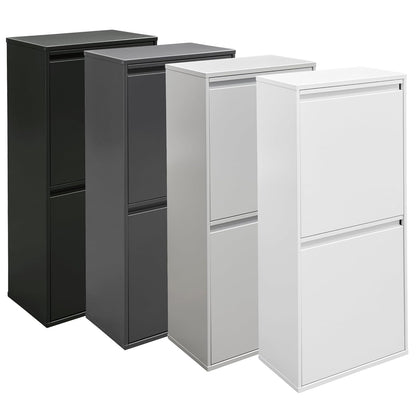 ARREGUI Basic CR401-B2 Recyclingcontainer | Afvalcontainer in Staal | 2 Compartimenten 2x23L (46 L) | Binnenemmers met Hoge Capaciteit | Multifunctionele Recyclebak | Afvalbak voor Keuken of Huis| Wit