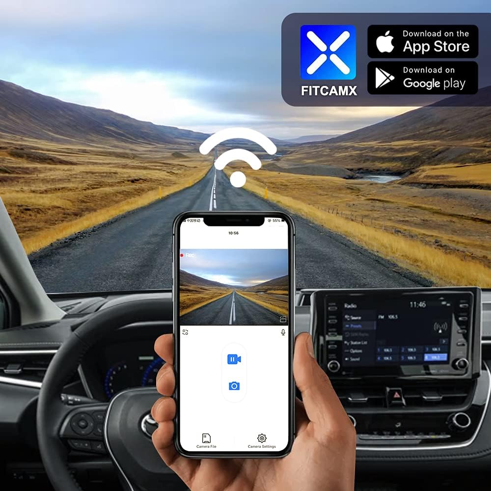 FITCAMX Dash Cam Compatibel met Toyota Corolla L LE SE XLE XSE SE Nightshade Sedan 4D Hybrid 2019-202212th Gen (E210), 4K discrete autorecorder WiFi, G-sensor, OEM eenvoudig te installeren, 64GB-kaart