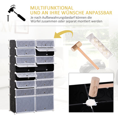 Modulaire Schoenenkast – Schoenopberger – Schoenwand – Schoenrek – Schoenenkast – 32 Paar Schoenen – Stabiel PP Plastic en Metaal