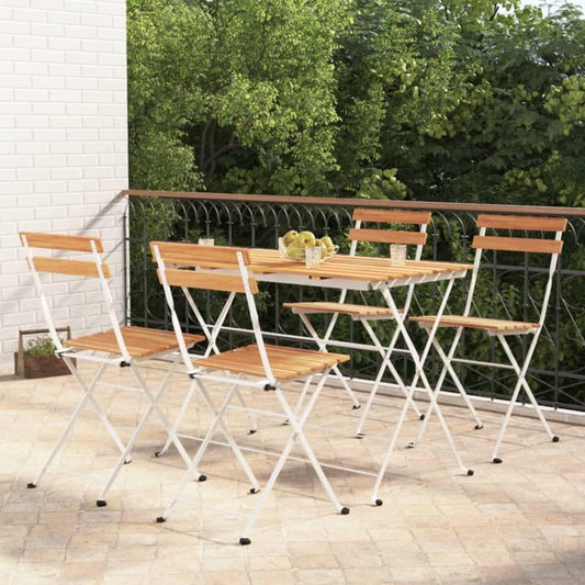 Terrasmeubelen, tuinbank, meubelsets, lounge-set, 5-delig, bistroset, inklapbaar, massief hout, acacia en staal - QUORE