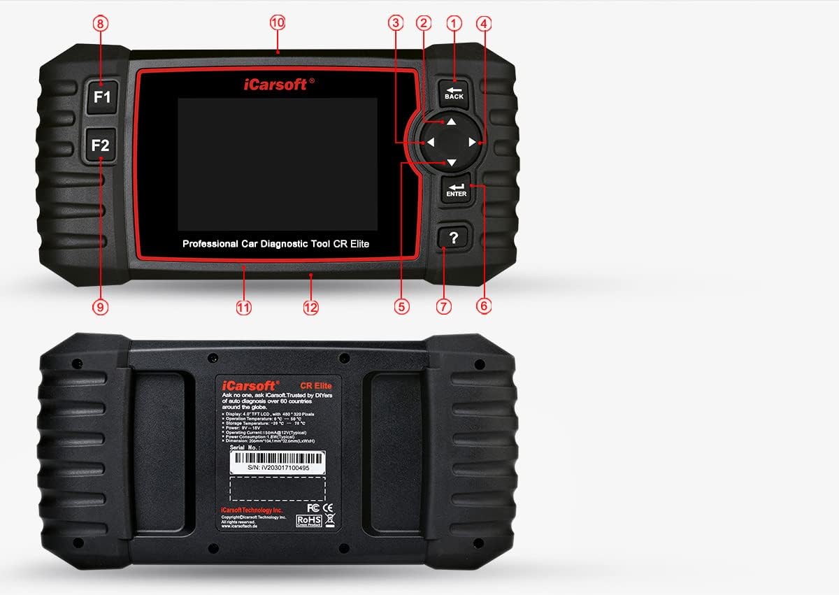 iCarsoft CR Elite OBD2 Test Diagnose Auto Foutscanner Uitleesapparaat