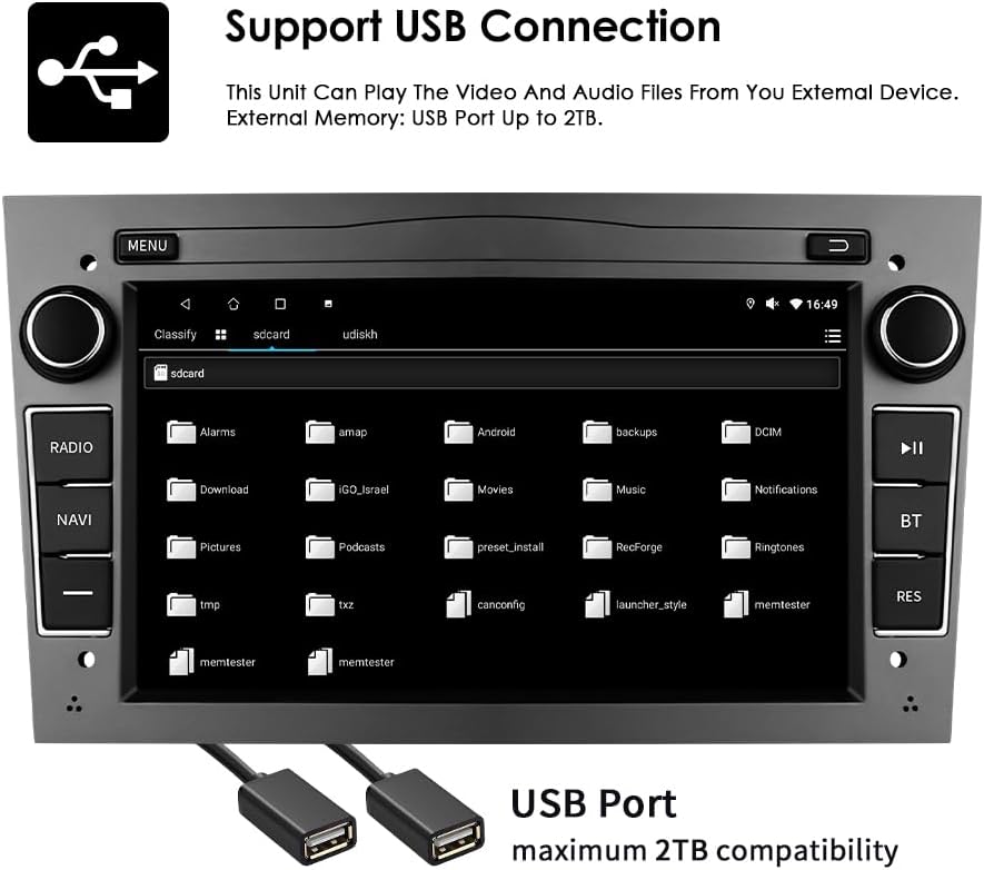 Ossuret Carplay 7 inch touchscreen autoradio voor Opel Corsa D Corsa C Meriva Tigra Twintop Vectra Combo Astra Vivaro Signum Zafra, 2+32GB Android 13 GPS navigatie ondersteuning DSP Bluetooth (grijs)
