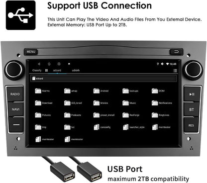 Ossuret Carplay 7 inch touchscreen autoradio voor Opel Corsa D Corsa C Meriva Tigra Twintop Vectra Combo Astra Vivaro Signum Zafra, 2+32GB Android 13 GPS navigatie ondersteuning DSP Bluetooth (grijs)