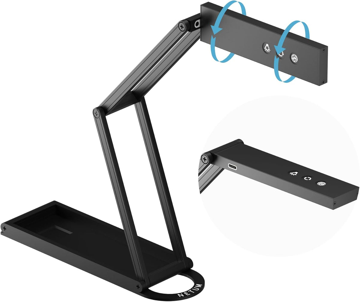 NETUM Documentcamera en webcam 4K met microfoon USB-visualizer 3-niveau Touch LED Auto-focus Image Invert Opvouwbaar voor Windows Mac OS Linux - Remote Teaching & Live Demo (SD-1300)
