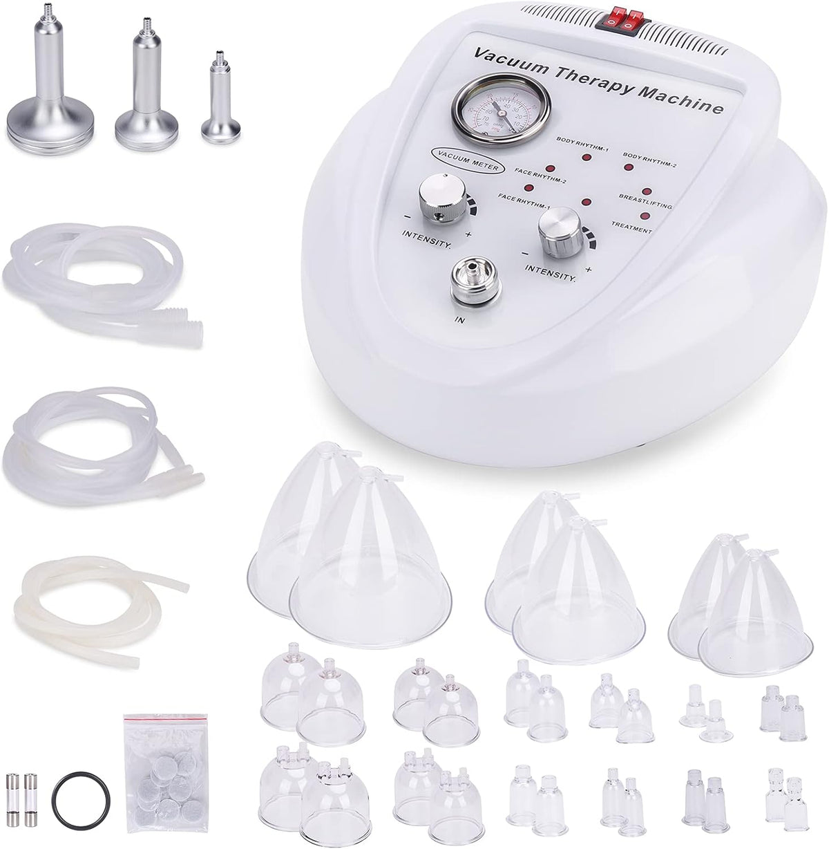 Meifuly Vacuüm cupping therapiesets met 30 kopjes en 3 pompen, verstelbare zuig- en 6 modi vacuümtherapiemachines