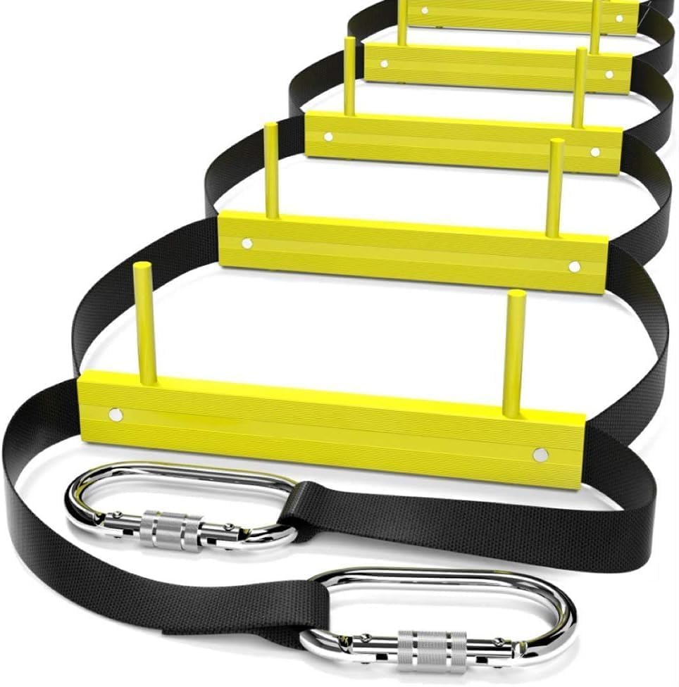 ISOP Brandreddingsladder 4 m met Bevestigingsmateriaal | Intrekbare ladders voor huizen met 2 verdiepingen | Compact en draagbaar | Touwladder geschikt voor balkon- en raamontsnapping