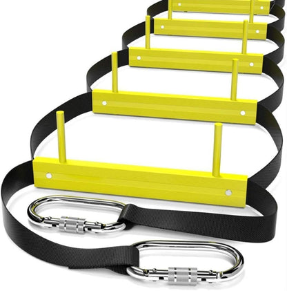 ISOP Brandreddingsladder 4 m met Bevestigingsmateriaal | Intrekbare ladders voor huizen met 2 verdiepingen | Compact en draagbaar | Touwladder geschikt voor balkon- en raamontsnapping