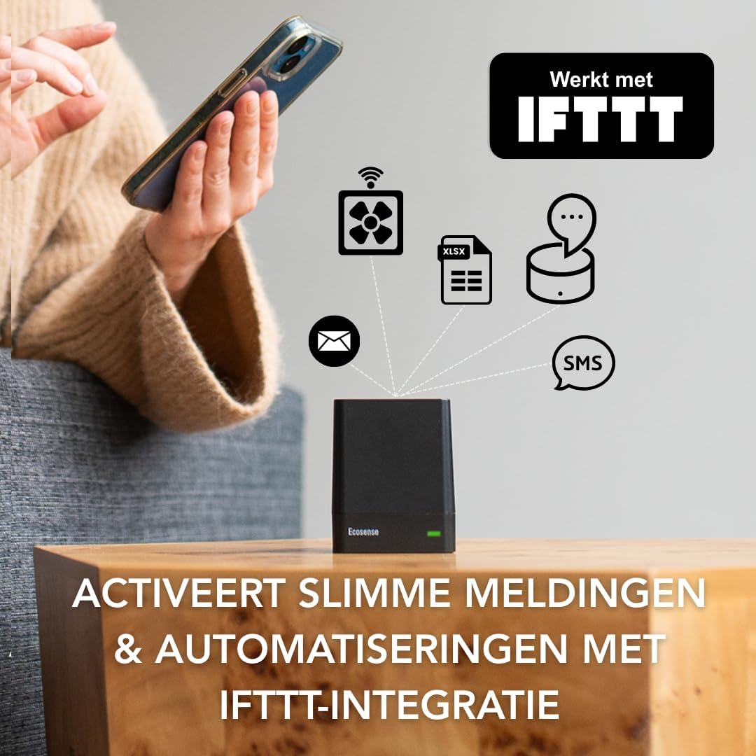 Ecosense EQ100 EcoQube, digitale radondetector, snelle detectie van schommelende niveaus, korte- en langetermijnmonitoring met trendgrafieken, externe gegevens toegang, Wi-Fi 2,4 GHz alleen netwerken
