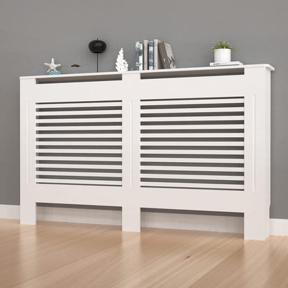 FATIVO Hoge Radiator Cover Houten Kast: Interne Hoogte 100cm Extra Grote Witte Horizontale Lat Heater Covers Moderne Hoge Radiator Plank Dikker MDF Houten Hal Thuis Kantoor Meubels Decoratief