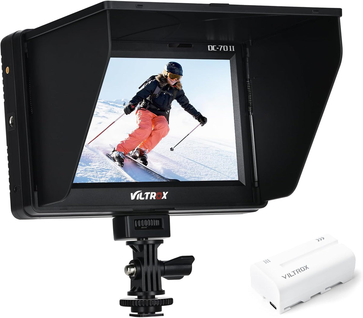 VILTROX DC-70 II 7" HD Ondersteuning 4K Signaal HDMI Ingang Camera Video Field Monitor voor DSLR Camera Camcorder met Batterij F550 Oplaadbaar
