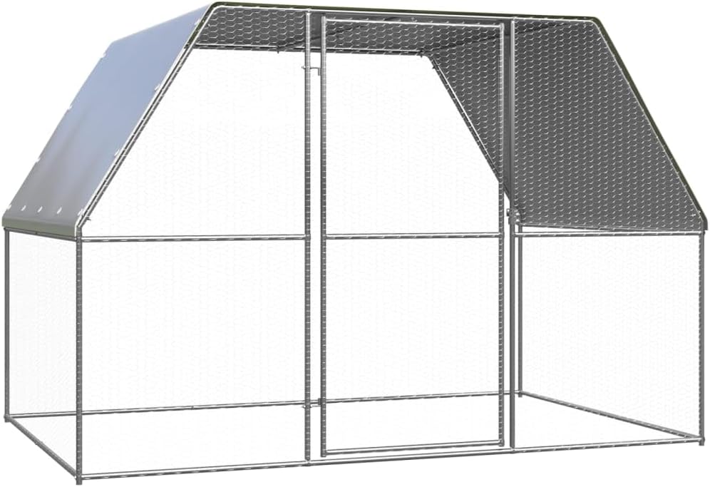 Buitenverblijf Kippen – Kippenren – Vogelskooi – Dierenren – Kippenhok – Gegalvaniseerd Staal – Water- En UV-Bestendig Dak 3x2x2m