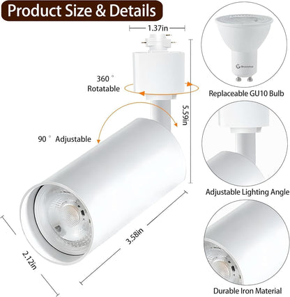 GU10 RGB-railverlichtingsset met gekleurde lampen, 8 stuks plafondspot met 2 x 1,5 m H-type rail, IR-afstandsbediening, meerkleurige spotlights (8 stuks, wit)