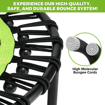 ONETWOFIT Opvouwbare trampoline, trampoline, trampoline, voor volwassenen, 40/42"/45 cm, stabiele en stille trainingstrampoline met duurzame bungees voor persoonlijke indoor tuintraining