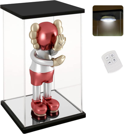 Nonemey Acryl Vitrine Transparant met Afstandsbediening Licht voor 1000% Beer Bakstenen, Stofdicht Model Showcase Vitrine Organiser Box, Vitrine voor Verzamelobjecten Figurines (Zwart, 40*30*76 cm)