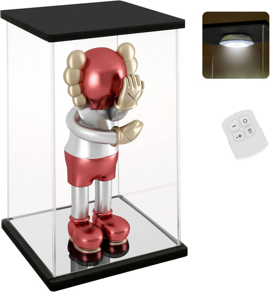 Nonemey Acryl Vitrine Transparant met Afstandsbediening Licht voor 1000% Beer Bakstenen, Stofdicht Model Showcase Vitrine Organiser Box, Vitrine voor Verzamelobjecten Figurines (Zwart, 40*30*76 cm)