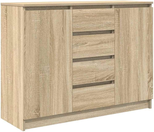 Sideboard – Opbergmeubel – Dressoirkast – Hal kast – Buffetkast – Rook Eiken – Duurzaam Bewerk Hout – Compact Formaat 100,5x35x76 cm
