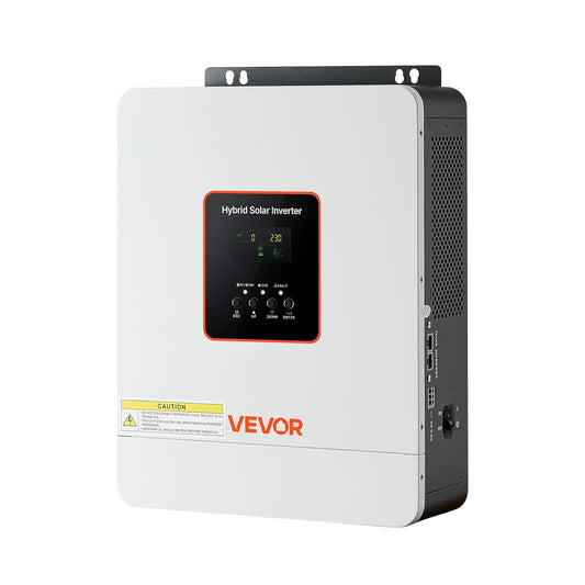 VEVOR Hybride omvormer, 3000 W, 24 V DC naar 230 V AC, omvormer en oplader, zuivere sinusgolf, geïntegreerde 80 A MPPT zonne-regelaar, compatibel met loodaccu