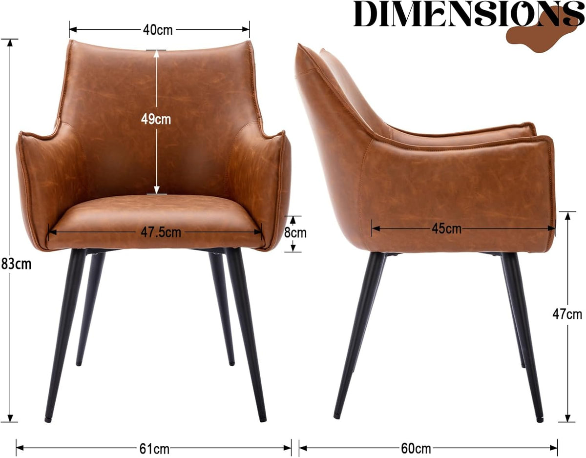 chairus PU lederen kuipstoel thuiskantoor woonkamer gestoffeerde fauteuil waterdicht accent longue stoel met metalen poten (bruin)