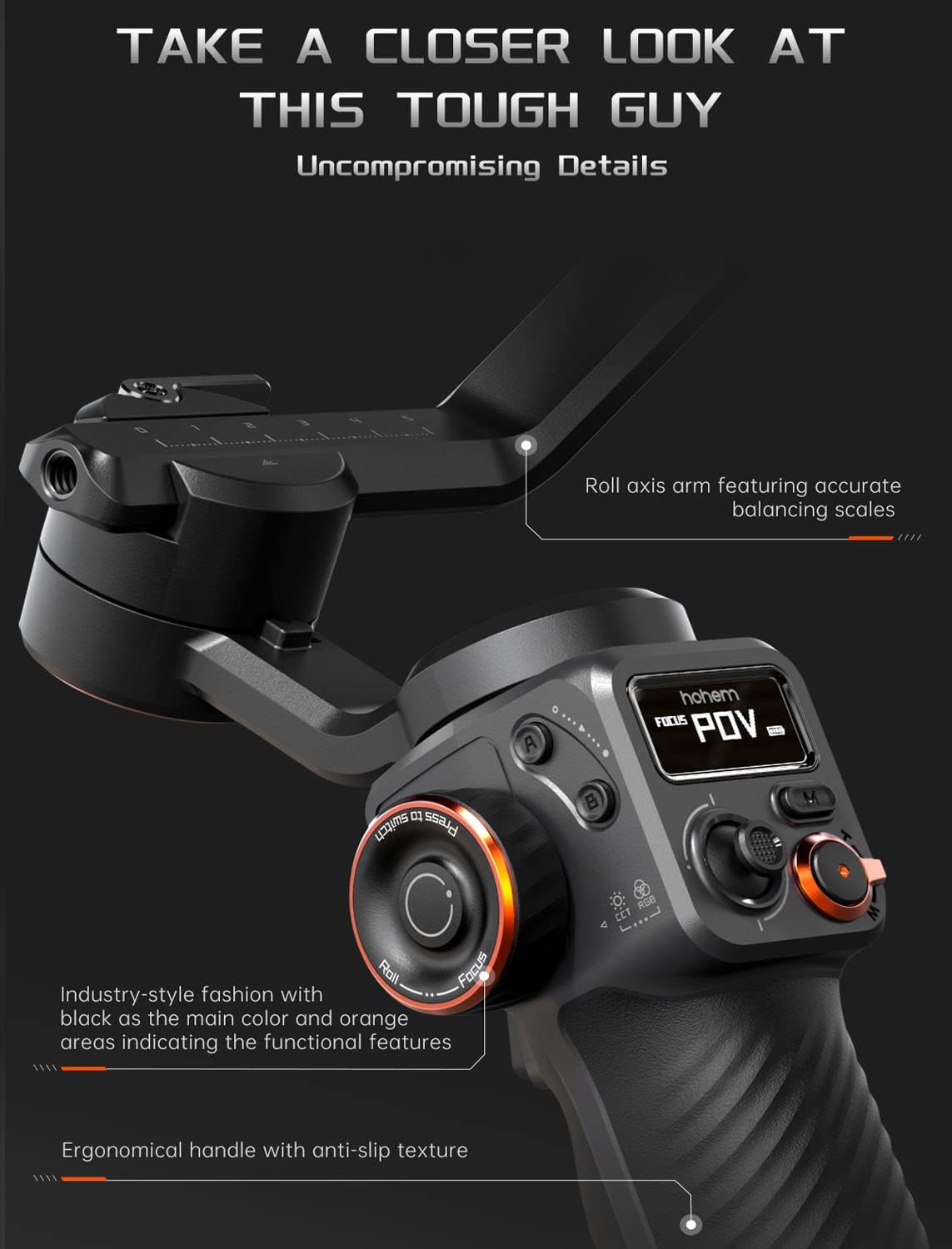 Hohem iSteady M6 Kit Smartphone Gimbal Stabilisator 3 assen met magnetische AI-Tracker Fill Light voor iPhone Android met 0,91 inch OLED-display Max. Draagvermogen 400 g