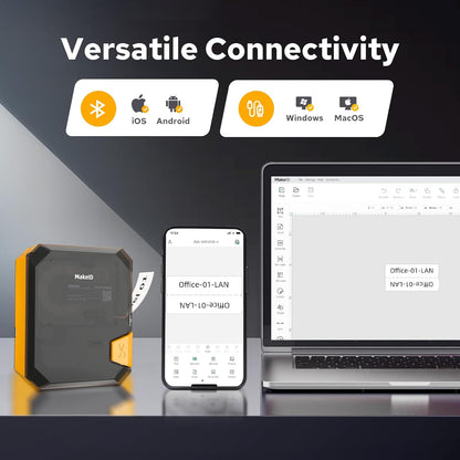 Makeid P31S Industriële labelprinter, draagbaar, bluetooth, thermische transfer labelprinter, compatibel met app en pc, krimpkousetiketten, voor industrie en buitengebruik