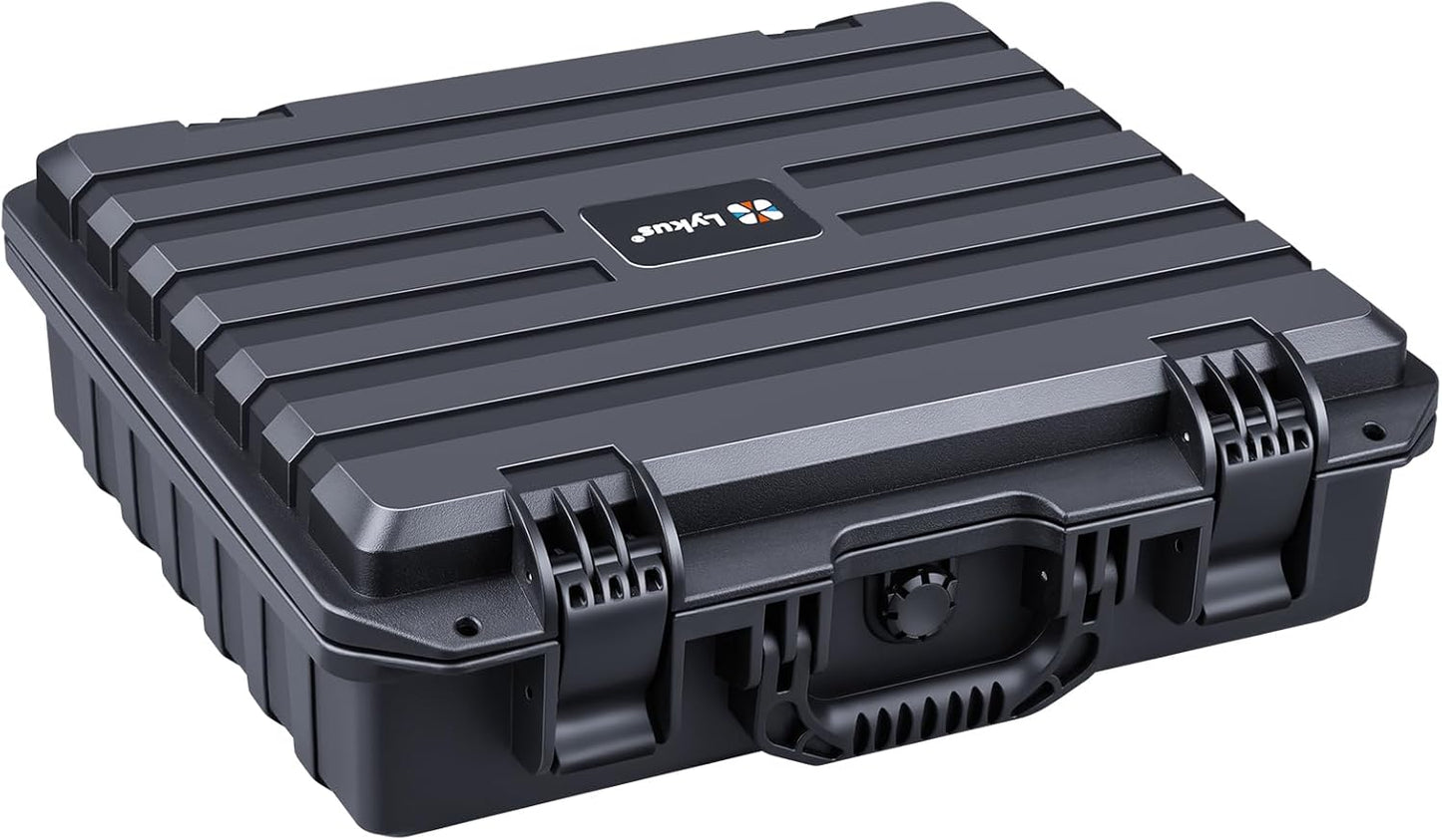 Lykus HC-4010 Waterdichte Koffer met Aanpasbaar schuim, Binnenmaat 40,7x33,6x11,7cm, Geschikt voor laptop, elektronica, en nog veel meer