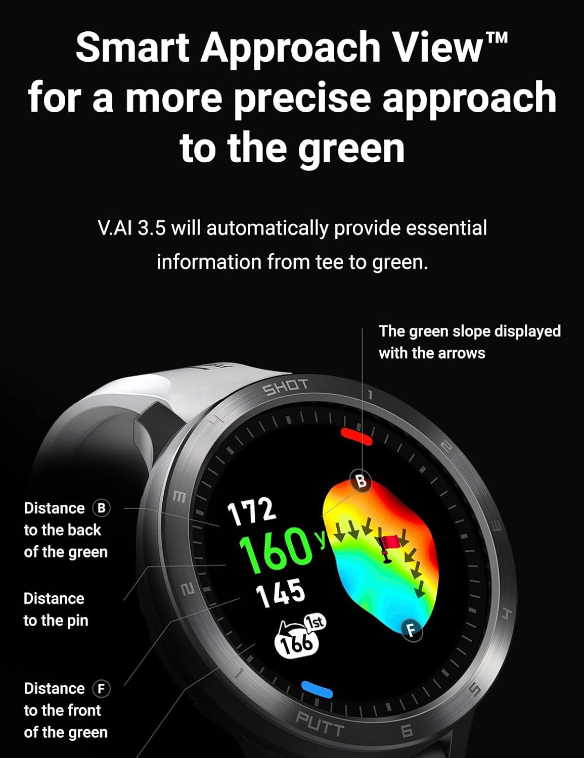 Voice Caddie T11 GPS-golfhorloge, uniseks, volwassenen, zwart, eenheidsmaat