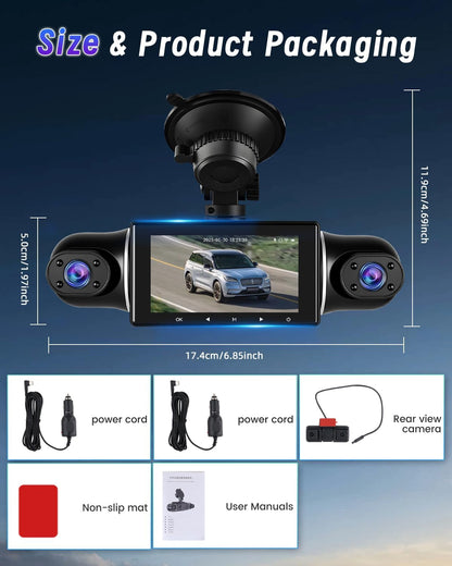 Dashcam – Auto Camera – Rijcamera – 360 Graden Camera – Parkeercamera – Vijf 1080P Camera’s – G-Sensor Met Automatische Noodopname – Nachtzicht Met Wifi App Bediening