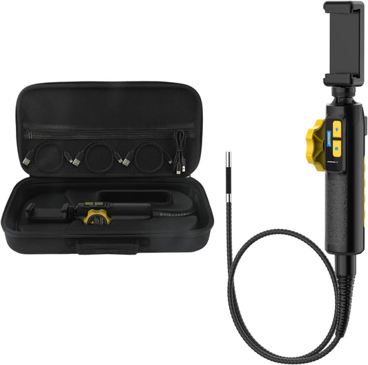 AUTOOL Borescope camera met licht, 210° twee-weg endoscoop-inspectiecamera, 6,5 mm stuurlens, 6 LED-verlichting, HD 1080P videoborescope compatibel met Android- en iOS-telefoon met 3FT slangkabel