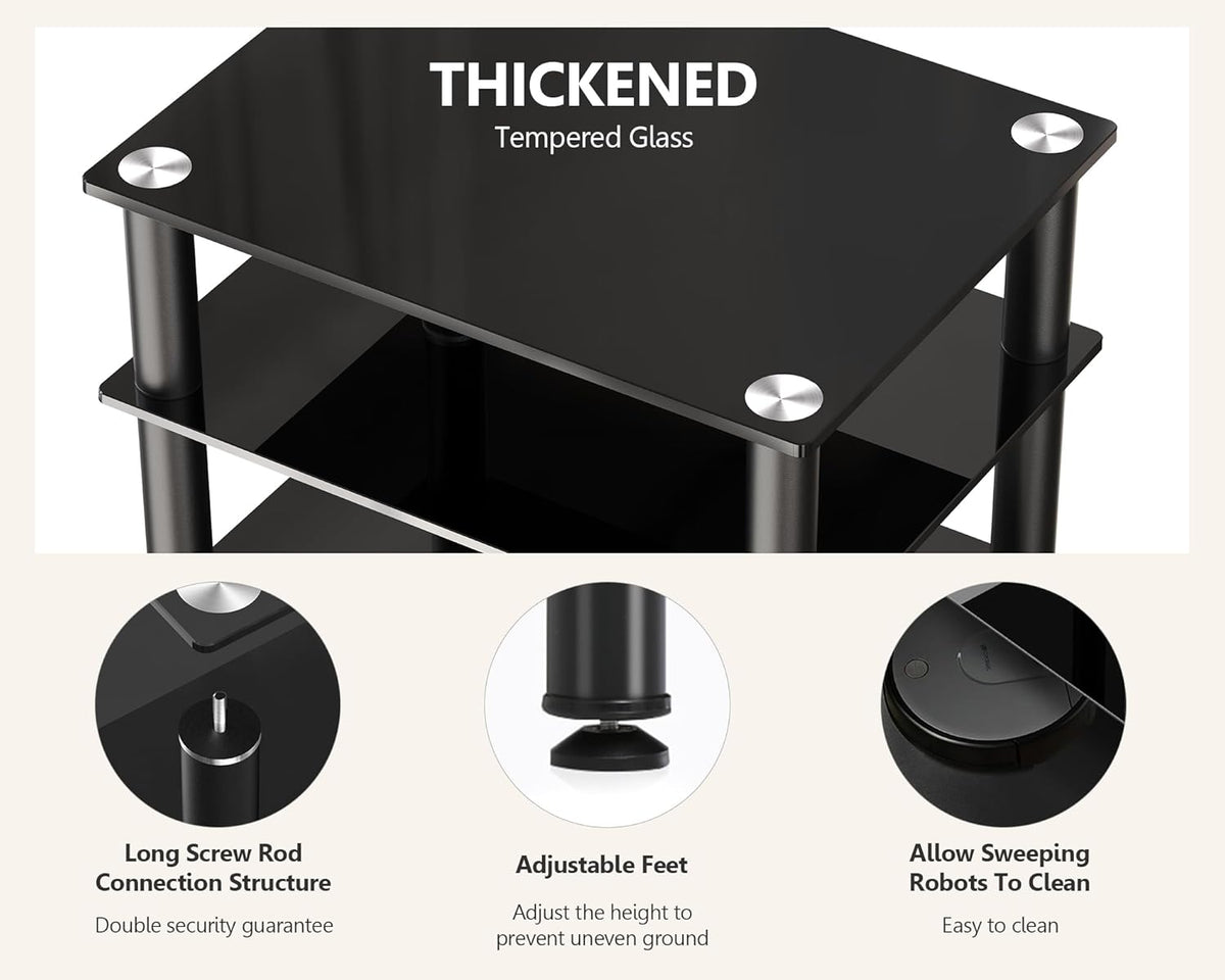 FITUEYES TV Rack HiFi Shelf Audio Cabinet Glas en Alu 600x455x762mm AS406001GB