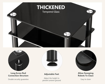 FITUEYES TV Rack HiFi Shelf Audio Cabinet Glas en Alu 600x455x762mm AS406001GB