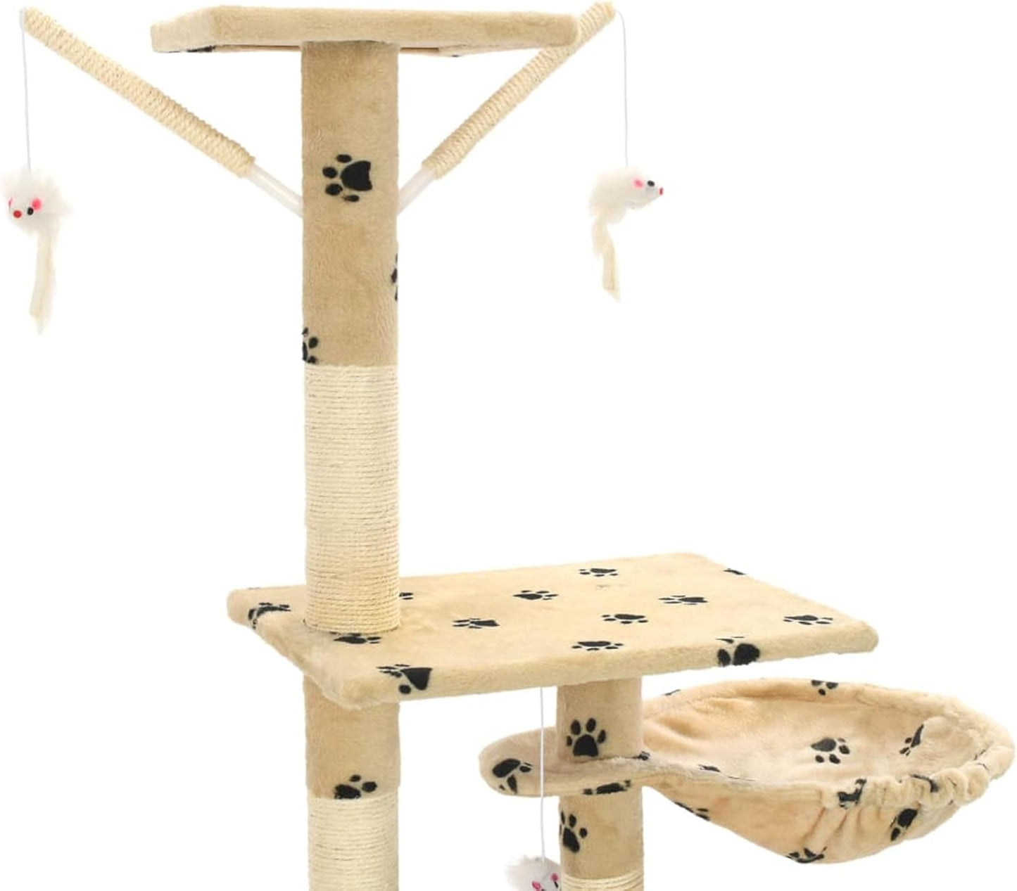 Krabpaal Kat – Krabboom Kat – Kattenboom – Speelboom Kat – Krabmeubel Kat – Met Sisal Touw Beklede Krabpalen – Verstelbaar 230-250 cm Hoog – Comfortabele Mandjes en Huisjes