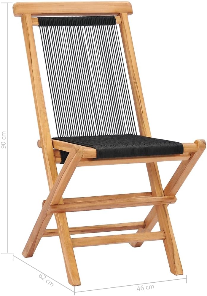 vidaXL Garden chairs collapsible 2 pcs solid teak and rope