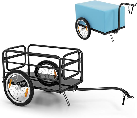 FANTASK Fietsaanhanger tot 60 kg, inklapbaar, met afdekking, koppeling en reflectoren, zwart