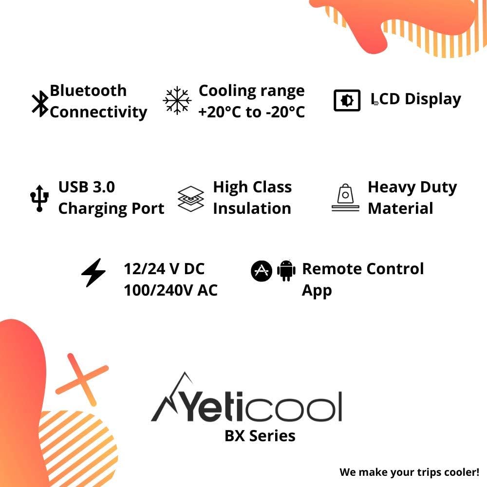 Yeticool Originele BX40 compressor-koelbox/vriesbox, 40 liter, app-besturing via bluetooth, 12/24 V en 230 V voor auto, vrachtwagen, USB-aansluiting, = 38,17 l