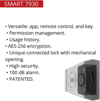 Lince SMARt7930 Slim deurslot - aangesloten nachtschoot 100 dB alarm, app-bediening, afstandsbediening en hoge beveiliging - USB-C oplaadbaar - goud