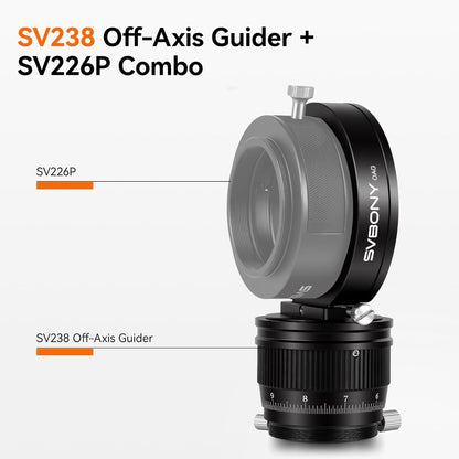 Svbony SV238 OAG (Off-Axis Guider), 8 * 14mm Prisma Groot, 12,5 mm Bodydikte CNC geleidescoop, Dual Helical Focuser Telescoopaccessoire, met M54, M48, M42-adapter, voor Astronomiefotografie