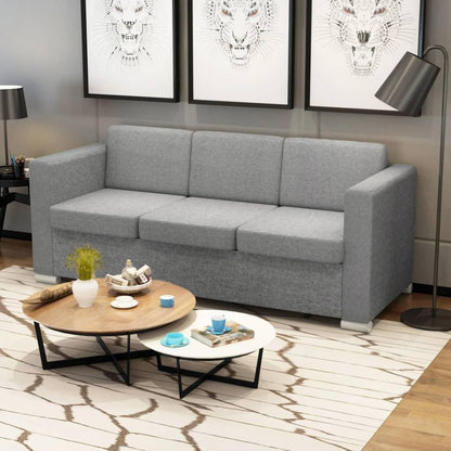 vidaXL 3 Seater Sofa Sofa Seating Sofa Three Seater Sofa Three Seater Sofa Chair Fabric Light Grey - QUORE