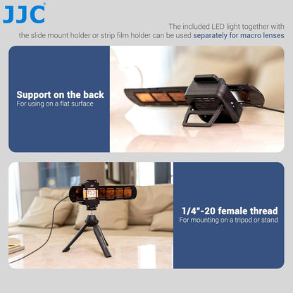 JJC 35mm Negatieve Filmscanner, Adapter voor Filmdigitalisering met LED-lichtset, Dia- en Filmhouder voor Negatief Kopiëren. Film Herstellen naar Digitale Foto's, Film en Diascanneraccessoires