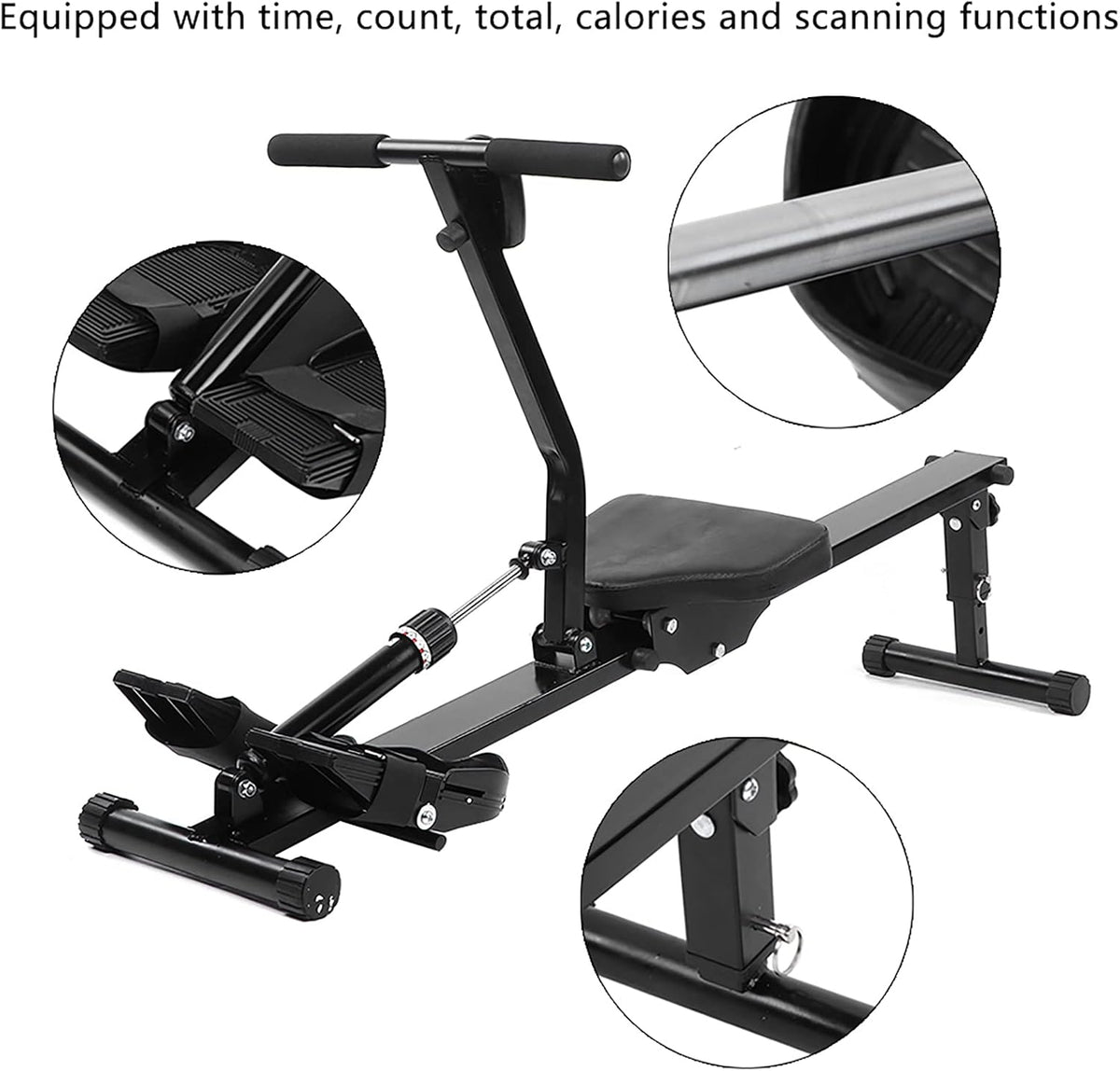 Roeitrainer – Roeimachine – Fitnessroeier – Indoor Rower – Trainingsapparaat – Inklapbaar Design – Verstelbare Weerstand – Digitaal Display