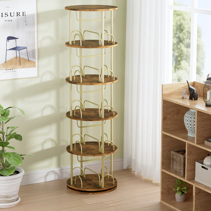 Boekenkast – Boekenrek – Opbergkast – Vakkenkast – Stellingkast – 360 Graden Draaibaar – Massief Hout 45x45x163 cm