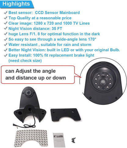Auto achteruitrijcamera + 7 inch achteruitkijkspiegel, voor Mercedes Benz Sprinter B906 209 210 211 213 214 215 216 218 309 310 311 313 314 315 316 318 319 324 411 1 413 414, 415, 416, 418, 424, 510