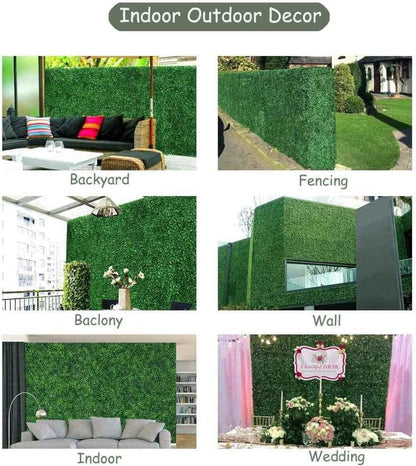 Ybaymy 12 Stuks 24 x 16 Inch Kunstmatige Hedge, Kunstgras Gazon, UV-bescherming, Outdoor voor Tuinhek Achtertuin Groene Muren