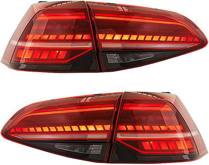 Set LED Achterlichten passend voor Volkswagen Golf VII 2012-2017 & Facelift (7.5) 2017- excl. Variant - Rood/Rookgrijs - incl. Dynamic Running Light