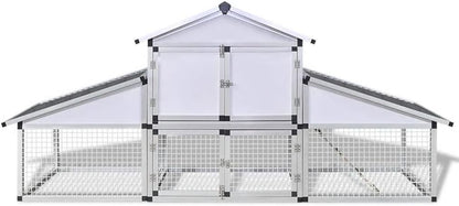 Outdoor Chicken Coop Large with Closed Door and Open Space with Box and Nest Made of Aluminium