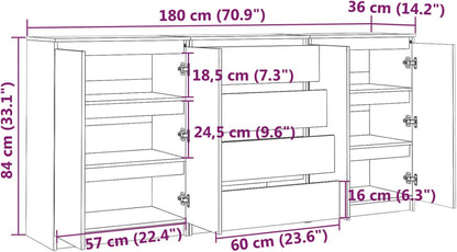 Tidyard 3pcs side cabinets sideboard cabinet side cabinet multi-function cabinet standing cabinet solid pine - QUORE