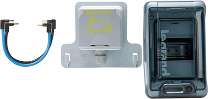 Oplaadstopcontact IP54 voor elektrische auto's, met FI/LS-schakelaar, 20 A, Frans stopcontact (stopcontact + 4 modules koffer + 2 koorden)