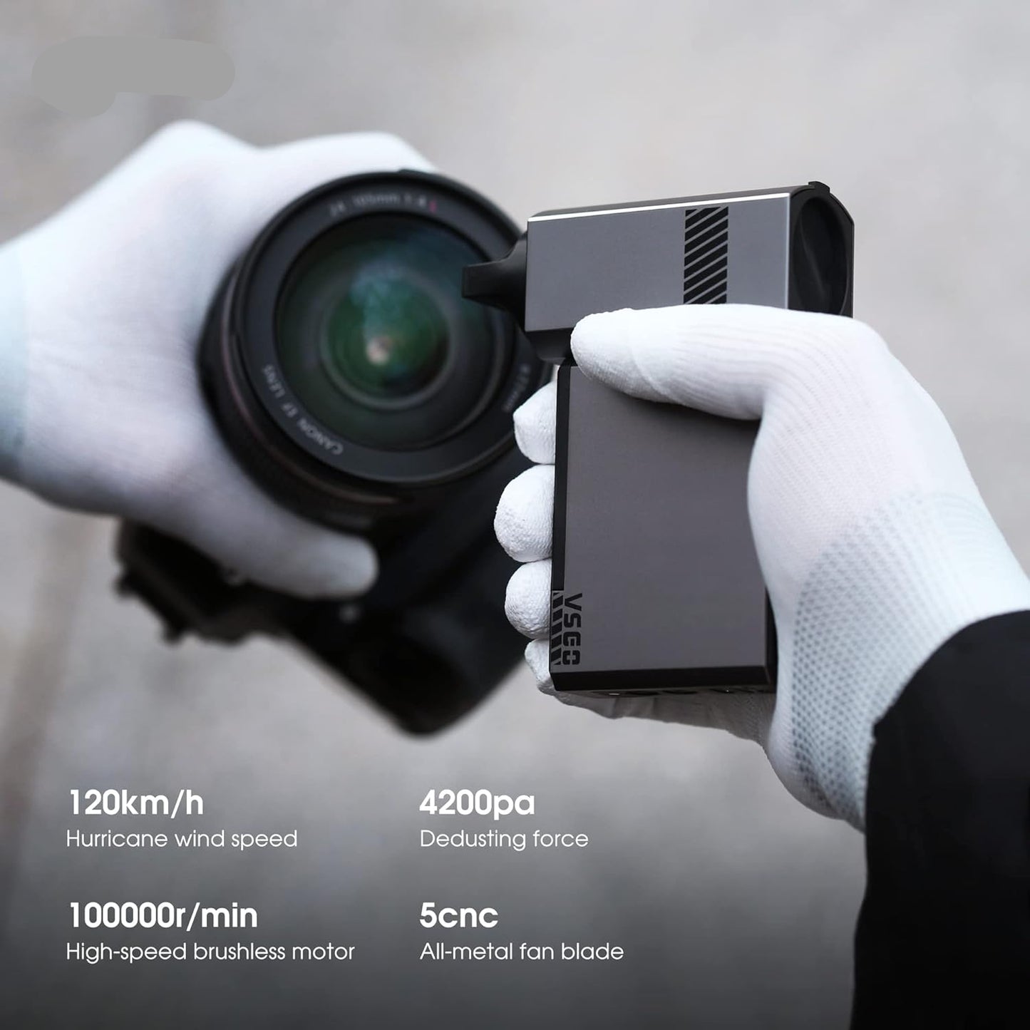 VSGO Elektronische Luchtblazer Draagbare Oplaadbare Perslucht Stofzuiger 100000 RPM Palm Turboblower Handheld Vacuüm voor Auto, Camera, Lens, Toetsenbord, Laptop en Drone Reiniging