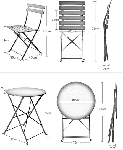 Grand patio Bistro Set 3 stuks, balkonset met 2 stoelen en 1 tafel, inklapbaar, gepoedercoat staal, tuinmeubelset voor binnenplaats, tuin, buiten (pauwenblauw)